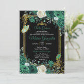 Emerald Green Charra Quinceanera Uitnodiging (Staand voorkant)