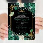 Emerald Green Charra Quinceanera Uitnodiging<br><div class="desc">Emerald Green Charra Quinceanera Invitation Mis Quince Anos,  15e verjaardag</div>