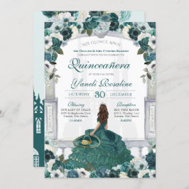 Emerald Green Charro Elegant Princess Quinceanera Kaart
