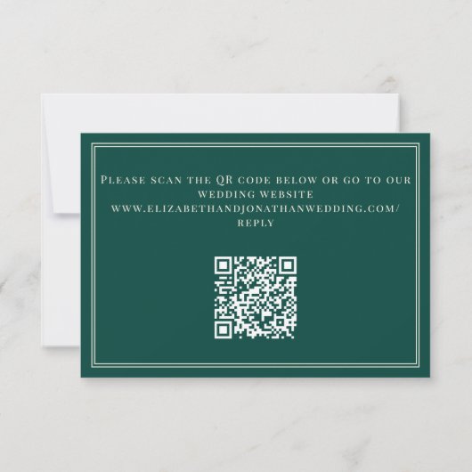 Emerald Green Checkered Old Money QR Code Wedding RSVP Kaartje (Achterkant)