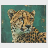 Emerald Green Cheetah Maximalistisch Decor Cadeaupapier (Vlak)