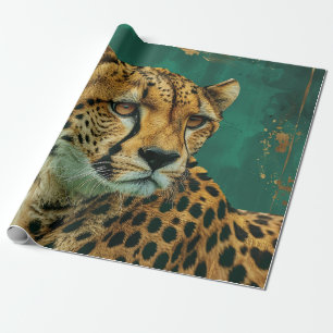 Emerald Green Cheetah Maximalistisch Decor Cadeaupapier