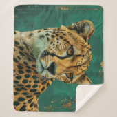 Emerald Green Cheetah Maximalistisch Decor Sherpa Deken (Voorkant)