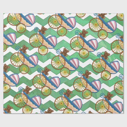 Emerald Green Chevron Baby shower Cadeaupapier (Vlak)