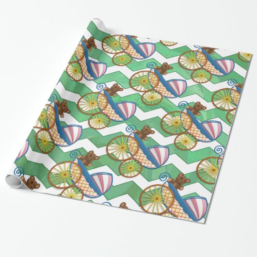 Emerald Green Chevron Baby shower Cadeaupapier (Uitgerold)