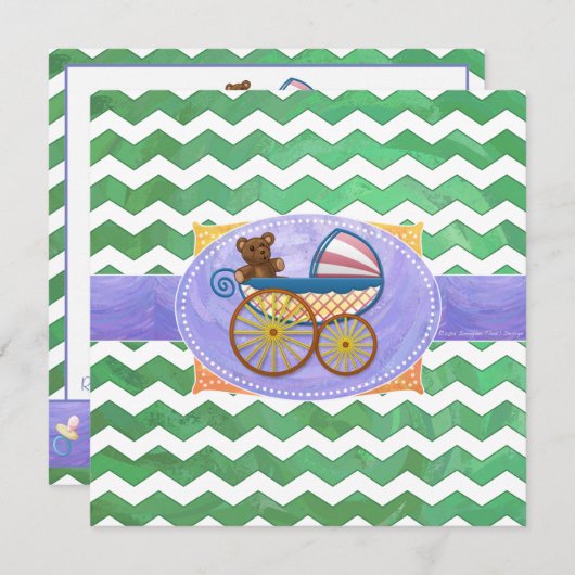 Emerald Green Chevron Baby shower Kaart (Voorkant / Achterkant)