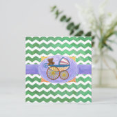 Emerald Green Chevron Baby shower Kaart (Staand voorkant)