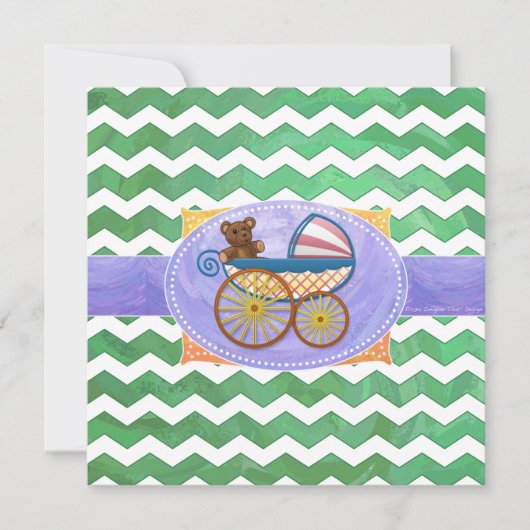 Emerald Green Chevron Baby shower Kaart (Voorkant)
