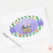 Emerald Green Chevron Baby shower Ovale Sticker (Envelop)