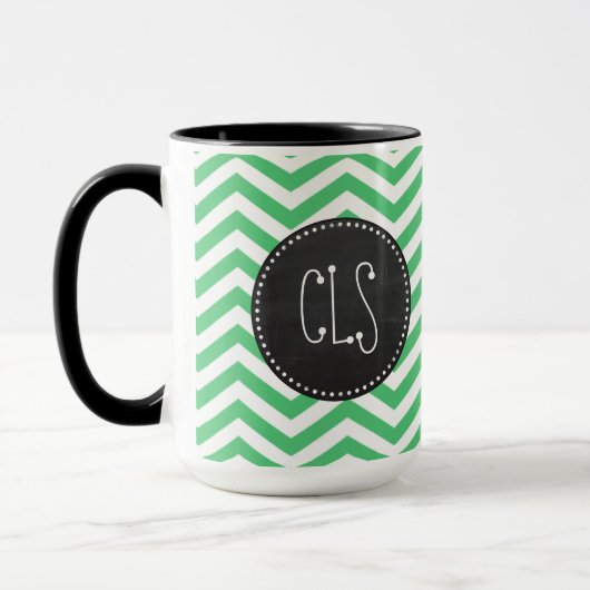 Emerald Green Chevron Chalkboard Mok (Links)