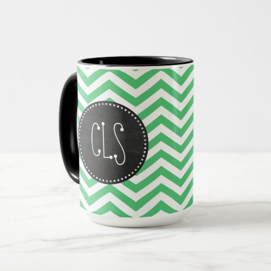 Emerald Green Chevron Chalkboard Mok (Voorkant links)