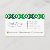 Emerald Green Chic & Elegant Ikat Pattern Visitekaartje (Achterkant)