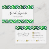 Emerald Green Chic & Elegant Ikat Pattern Visitekaartje (Voorkant / Achterkant)