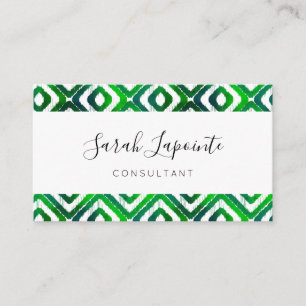 Emerald Green Chic & Elegant Ikat Pattern Visitekaartje