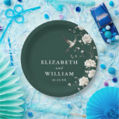 Emerald Green Chinoiserie Bloementuin Trouwen Papieren Bordje (Feest)