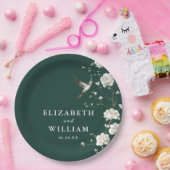 Emerald Green Chinoiserie Bloementuin Trouwen Papieren Bordje (Feest)