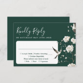 Emerald Green Chinoiserie Bloementuin Trouwen RSVP Kaartje (Voorkant / Achterkant)