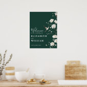 Emerald Green Chinoiserie bruiloft welkom teken Poster (Keuken)