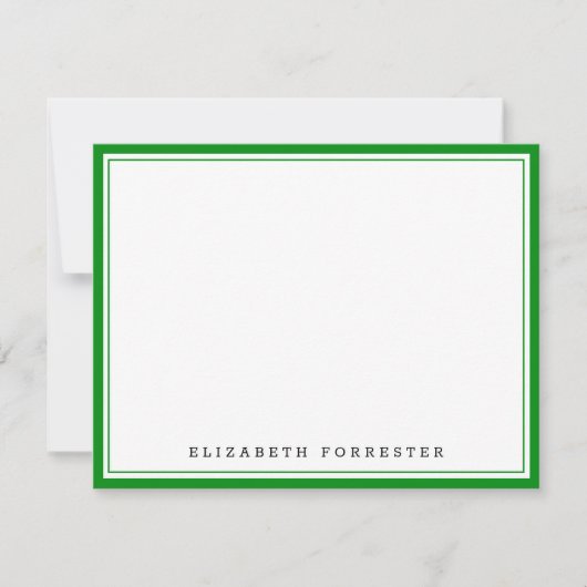 Emerald Green Classic Double Border Correspondenti Notitiekaartje (Voorkant)