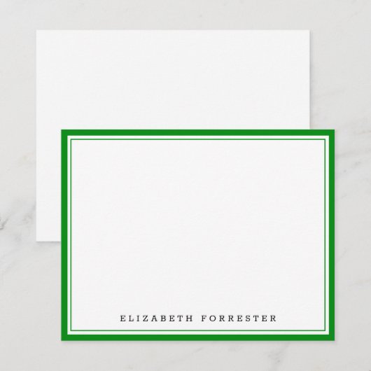 Emerald Green Classic Double Border Correspondenti Notitiekaartje (Voorkant / Achterkant)