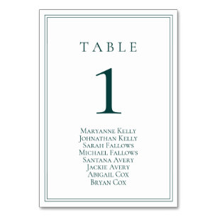 Emerald Green Classic Table Number & Seating Chart Kaart