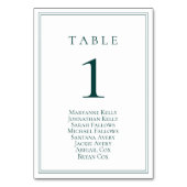 Emerald Green Classic Table Number & Seating Chart Kaart (Voorkant)
