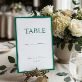 Emerald Green Classic Wedding Table Number Kaart