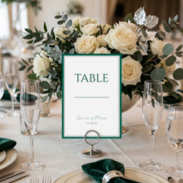 Emerald Green Classic Wedding Table Number Kaart