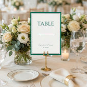 Emerald Green Classic Wedding Table Number Kaart