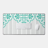 Emerald Green Classy Stripes Damask Bureaumat (Keyboard & Muis)