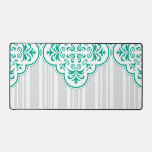 Emerald Green Classy Stripes Damask Bureaumat