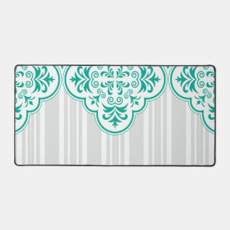 Emerald Green Classy Stripes Damask Bureaumat
