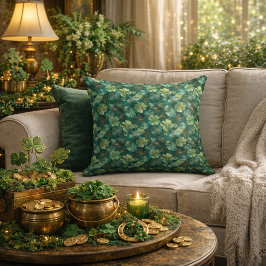 Emerald Green Clover Floral Pattern  Kussen