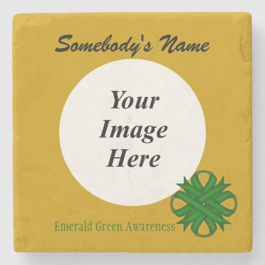 Emerald Green Clover Ribbon door Kenneth Yoncich Stenen Onderzetter (Voorkant)