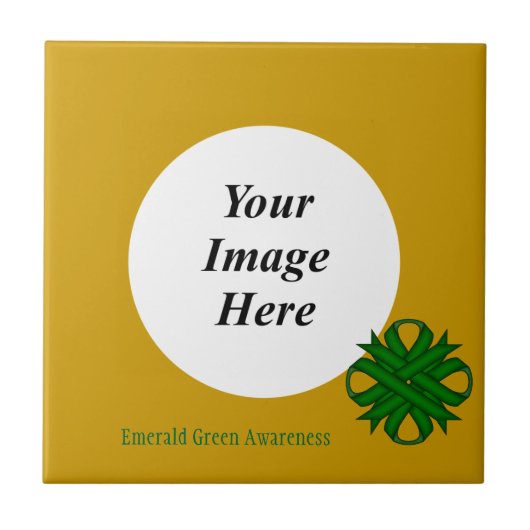 Emerald Green Clover Ribbon Sjabloon van K Yoncich Tegeltje (Voorkant)