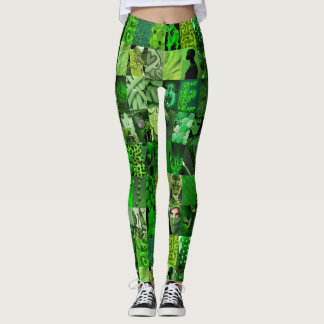 Emerald Green Collage Leggings