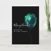 Emerald Green Confetti Balloon Weddenfoto Bedankkaart (Voorkant)