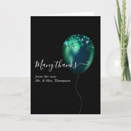 Emerald Green Confetti Balloon Weddenfoto Bedankkaart