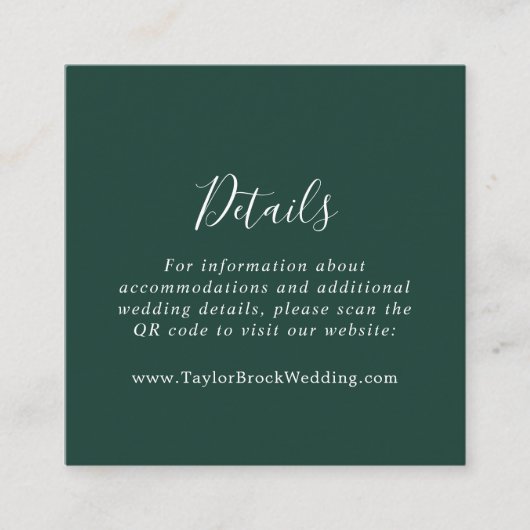 Emerald Green Coördinaat QR Code Details Informatiekaartje (Voorkant)