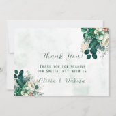 Emerald Green Cream Florals Bedankt voor je kaarte Kaart (Voorkant)