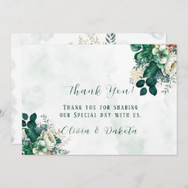 Emerald Green Cream Florals Bedankt voor je kaarte Kaart