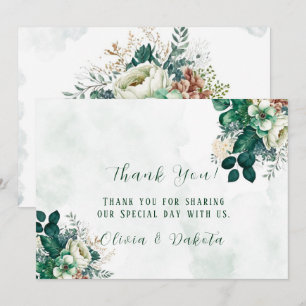 Emerald Green Cream Florals Bedankt voor je kaarte Kaart