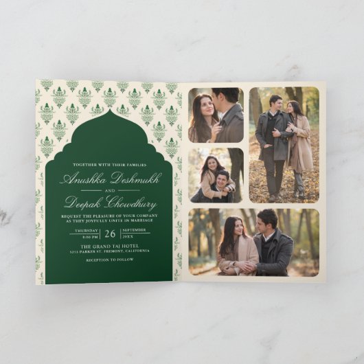 Emerald Green Cream Ikat Alles in een Indiase brui (Binnen)