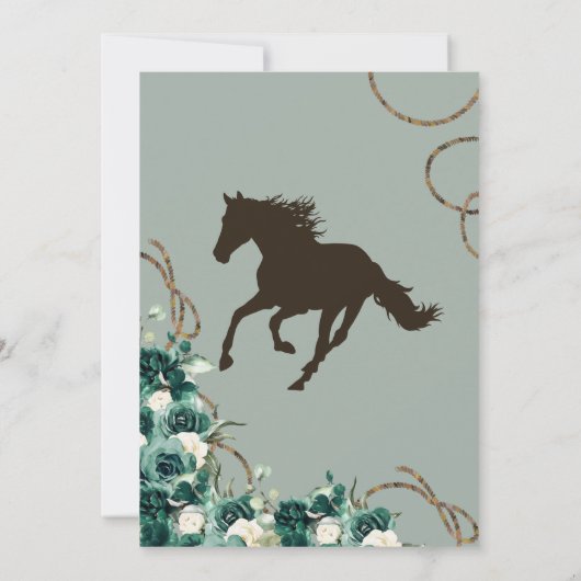 Emerald Green Crest Western Charro Quinceanera Kaart (Achterkant)