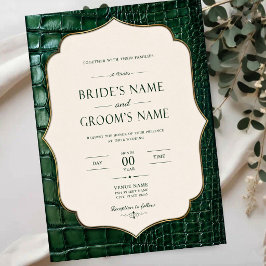 Emerald Green Crocodile Skin Luxury Gold Acryl Uitnodigingen