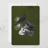 Emerald Green Crow Skull Rozen Gothic Wedding Kaart (Achterkant)
