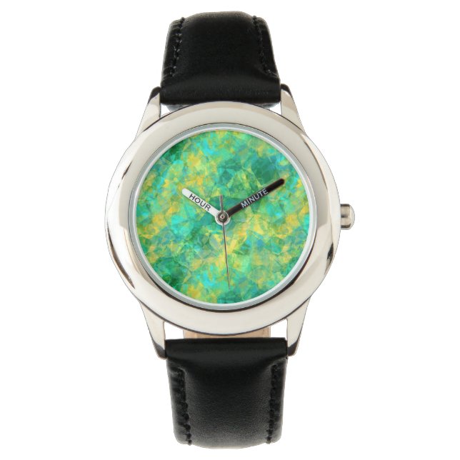 Emerald Green Crumpled Texture Horloge (Voorkant)