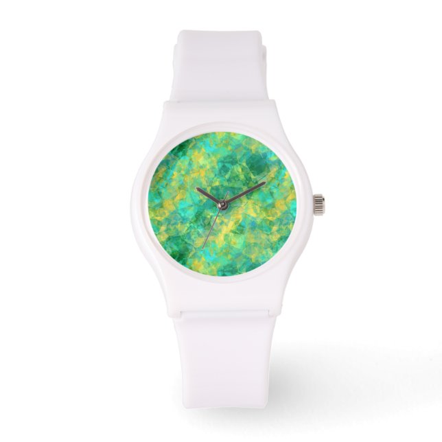 Emerald Green Crumpled Texture Horloge (Voorkant)