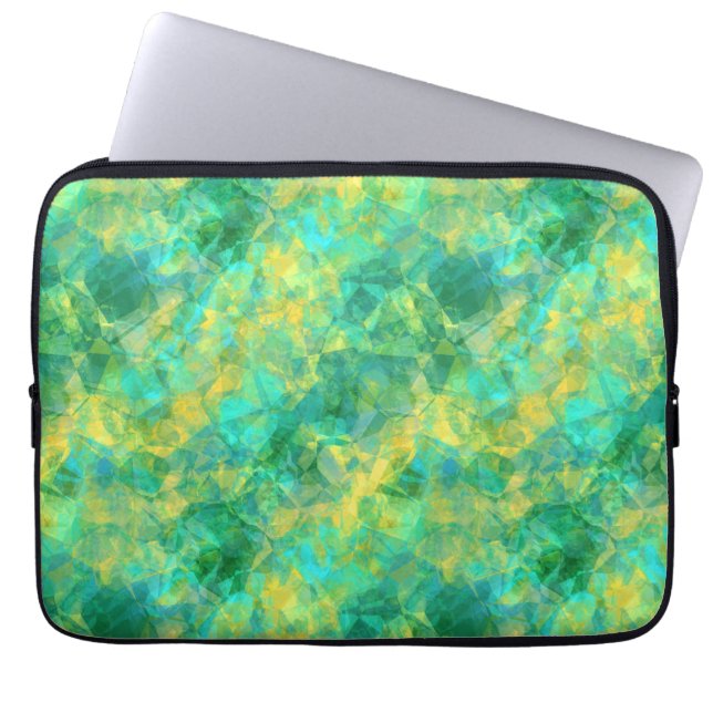 Emerald Green Crumpled Texture Laptop Sleeve (Voorkant)