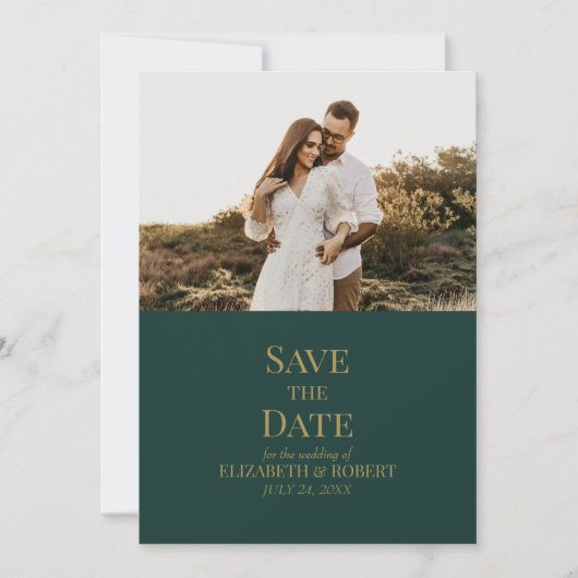 Emerald Green Custom Photo Save the Date Kaart (Voorkant)